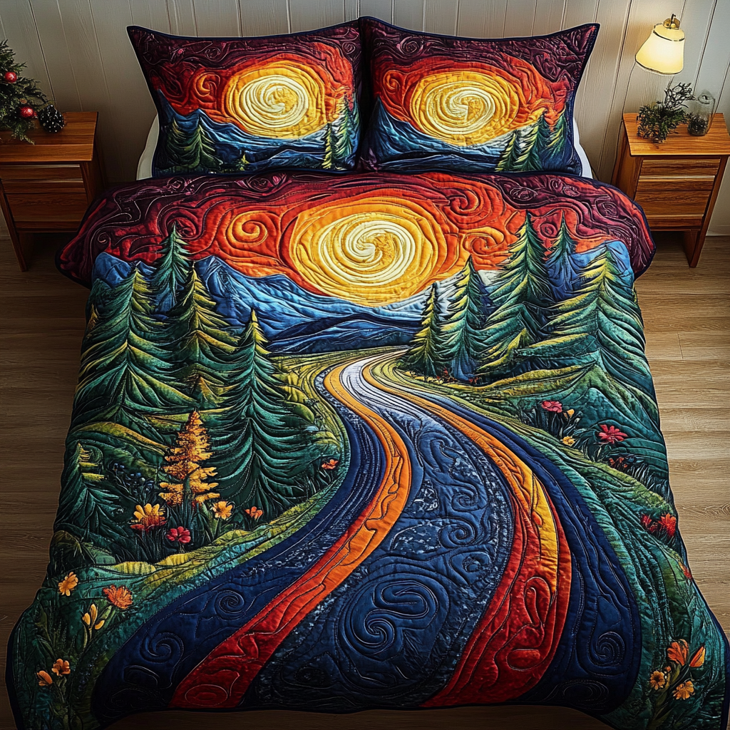 Golden Horizon Quilted Bedding Set Cute Bed Sheets For Teens Good Gifts For Dads