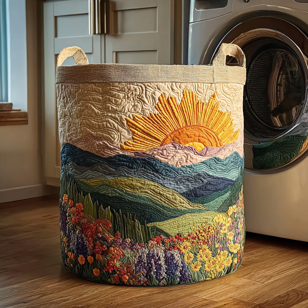 Golden Horizon Quilted Laundry Basket Farmhouse Laundry Room Decor Unusual Mother's Day Gifts