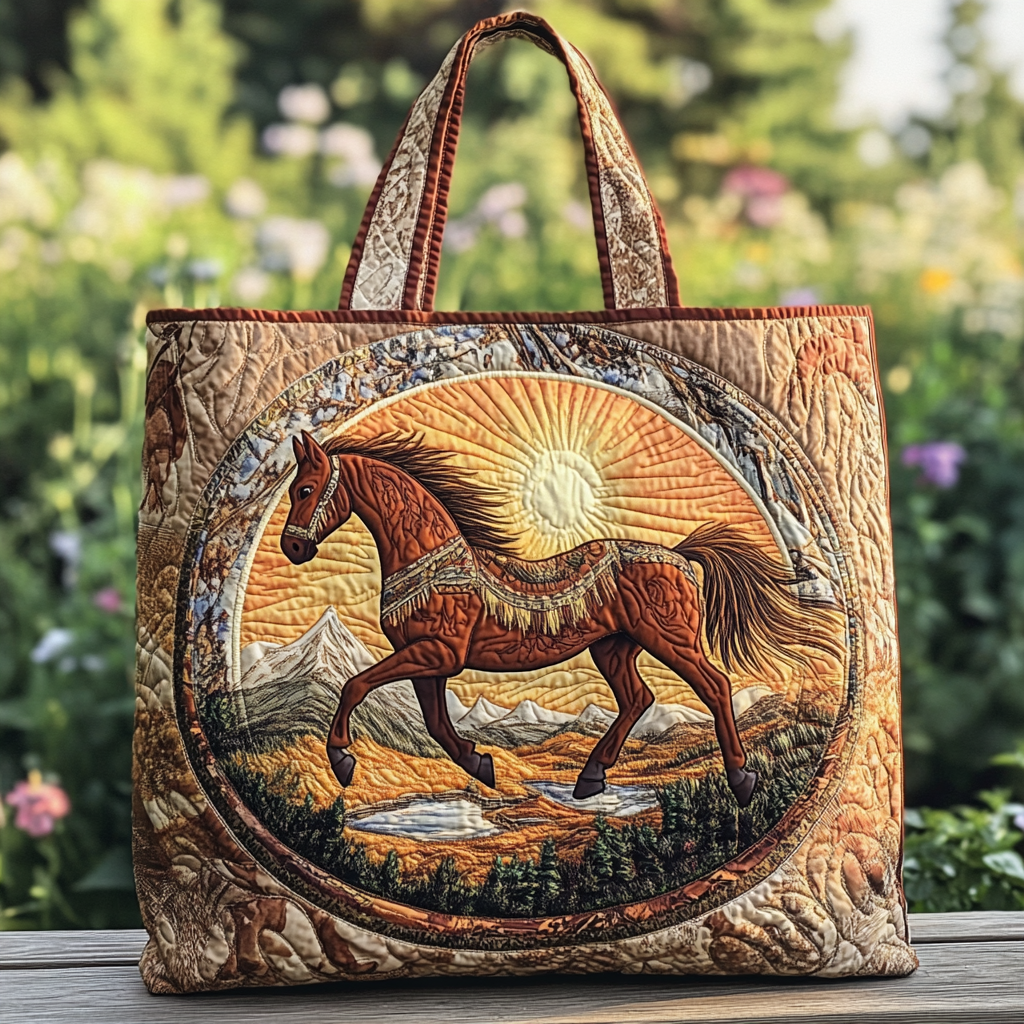 Golden Horse Quilted Tote Bag Handbags Sentimental Gifts For Mom