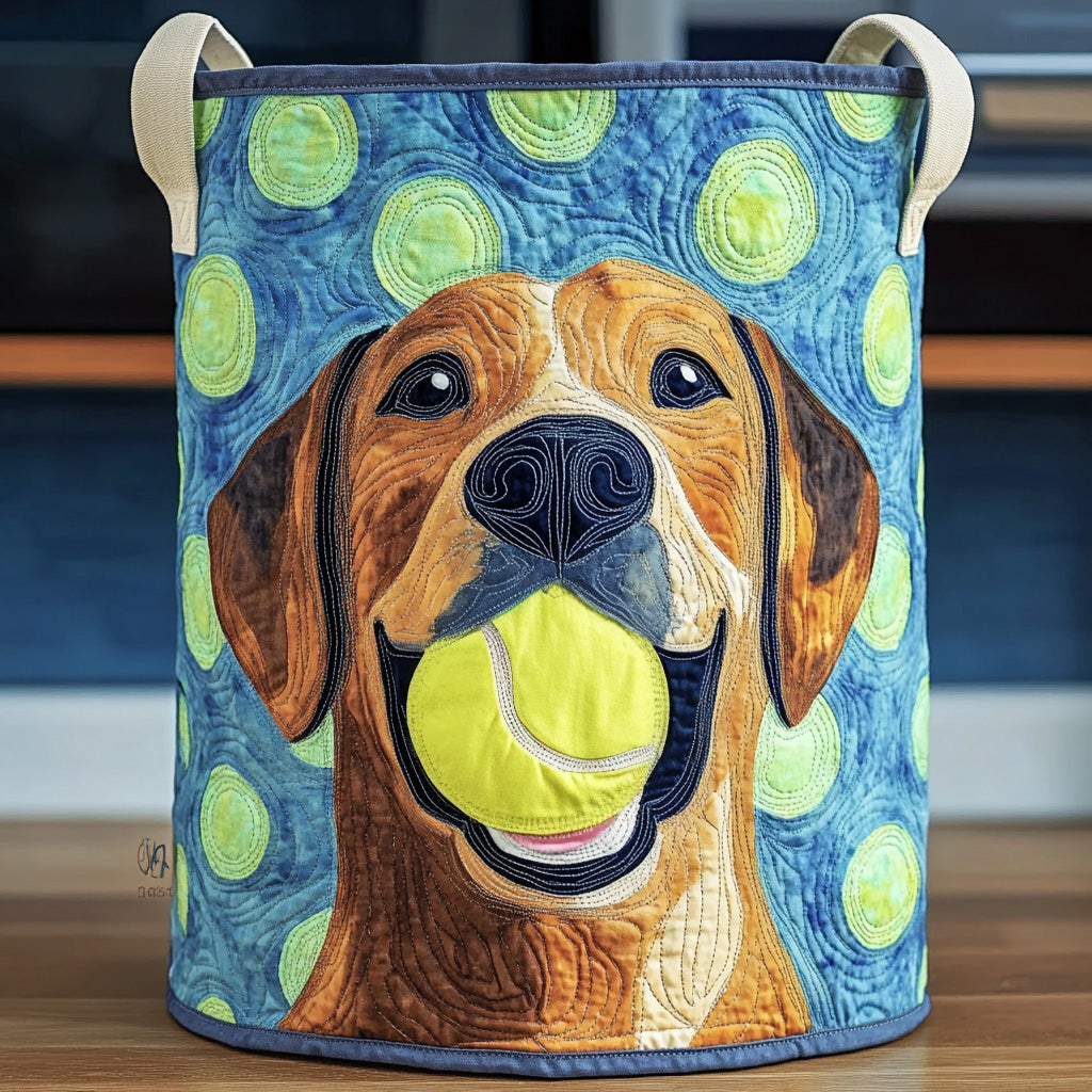 Golden Labrador Happy Ball Quilted Laundry Basket Laundry Room Decor Gifts For Lab Lovers