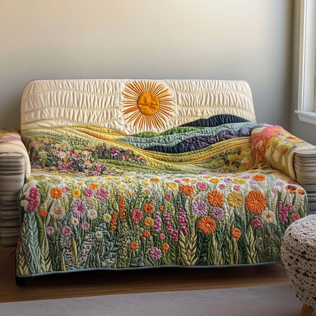 Golden Landscape Quilted Sofa Cover Nice Couch Covers Unique Gifts For Dad