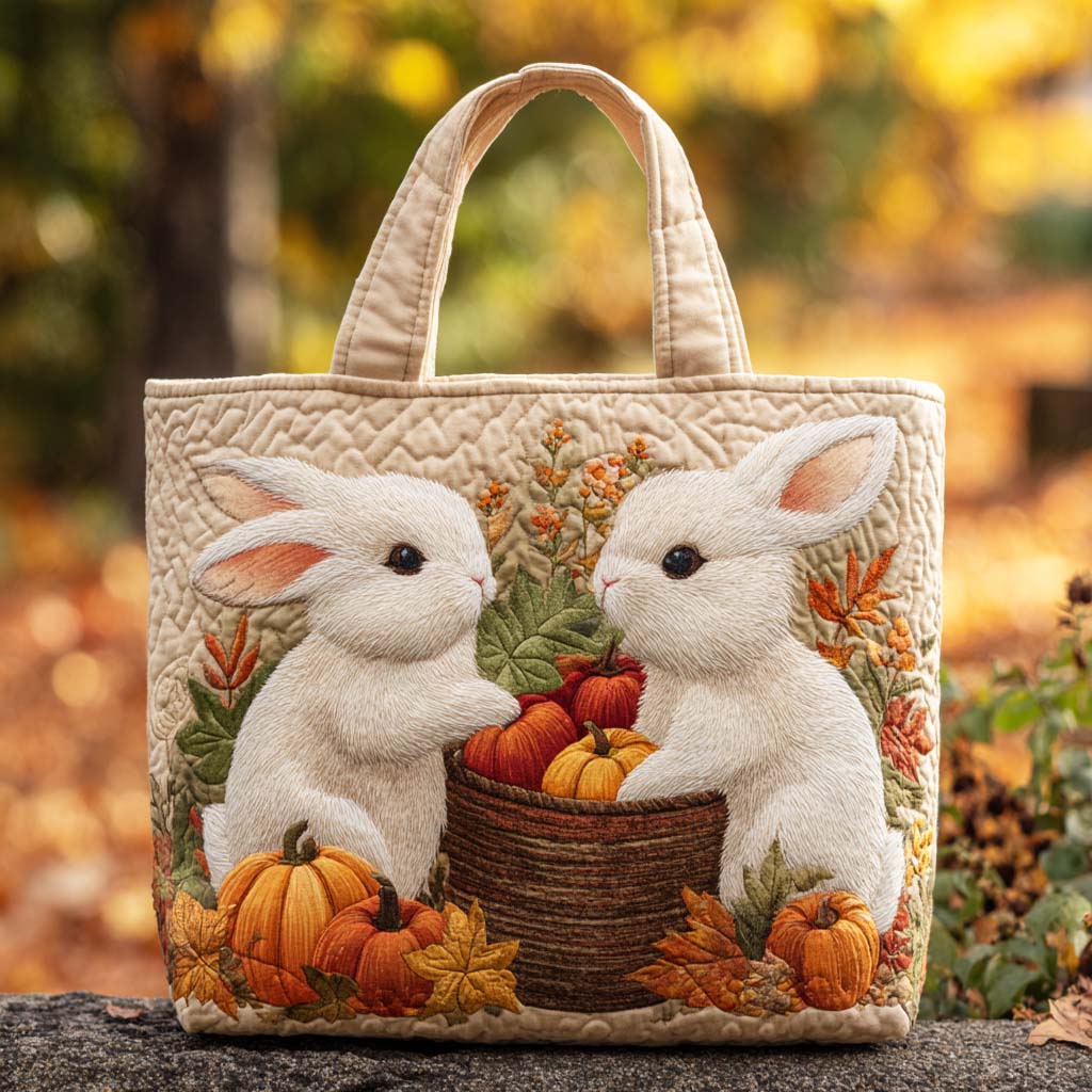Golden Leaf Rabbit Quilted Tote Bag Best Ladies Tote Bags Mother Gifts From Son