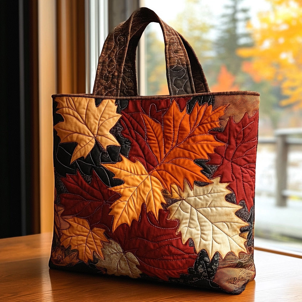 Golden Leaves Quilted Tote Bag Best Handbag For Everyday Use Gifts For Mum From Daughter