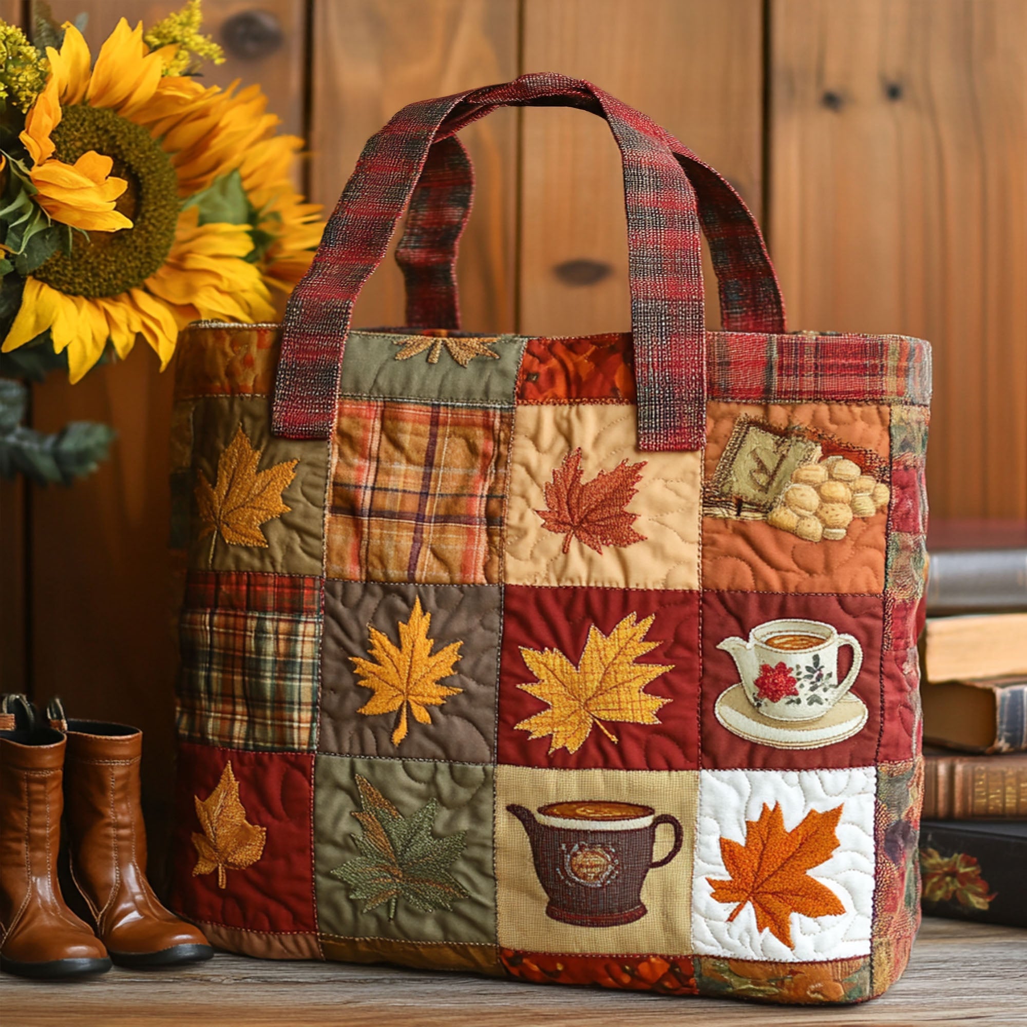 Golden Leaves Quilted Tote Bag Handbags Sentimental Gifts For Mom