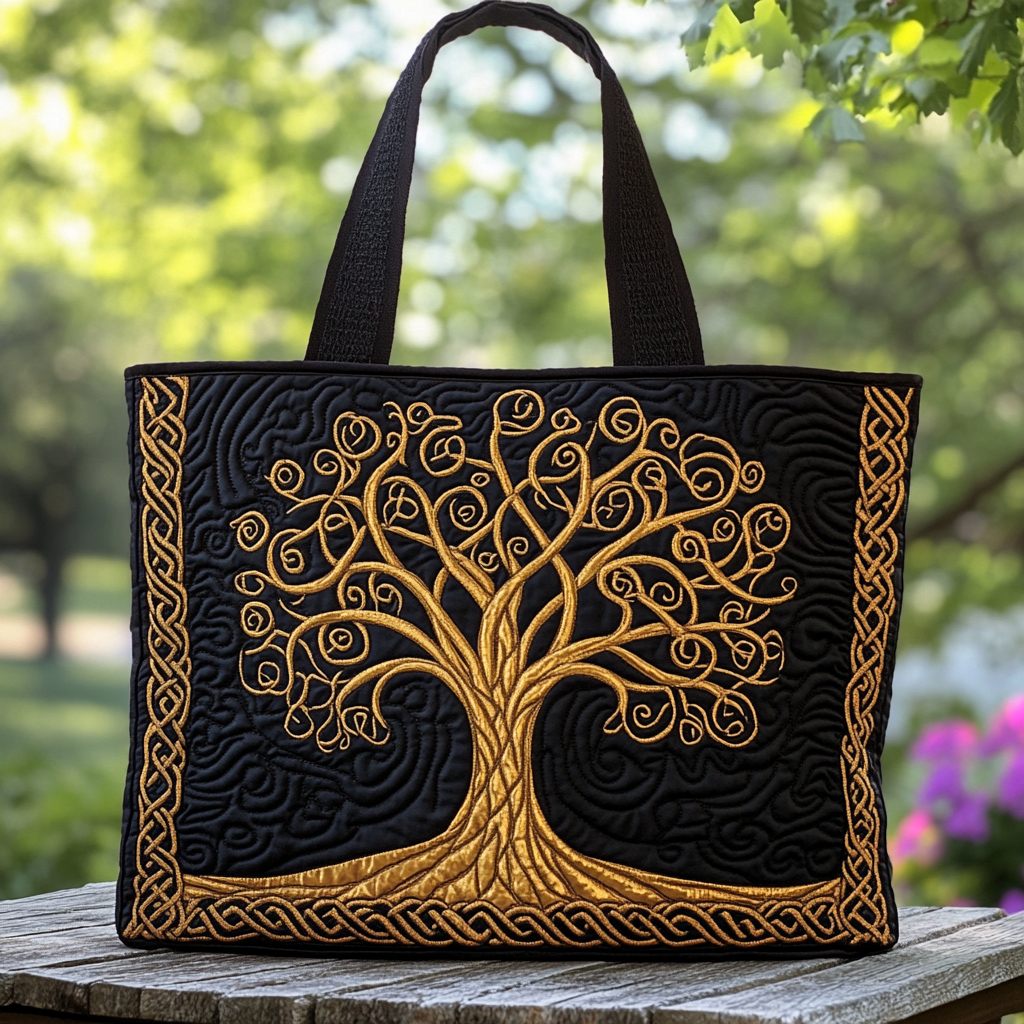 Golden Leaves Quilted Tote Bag Perfect Tote Bag Tree Of Life Gifts For Mom