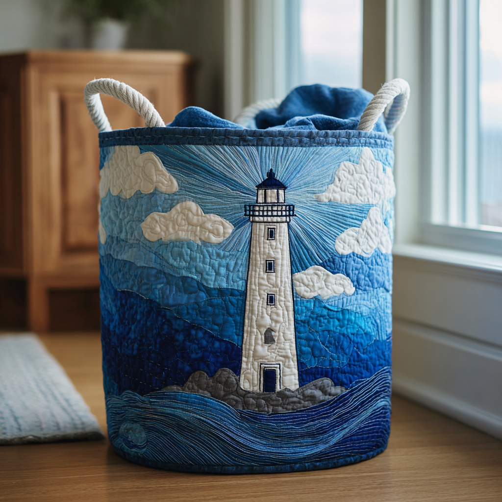 Golden Lighthouse Quilted Laundry Basket Unique Laundry Hamper Ideas Housewarming Gifts For Friends