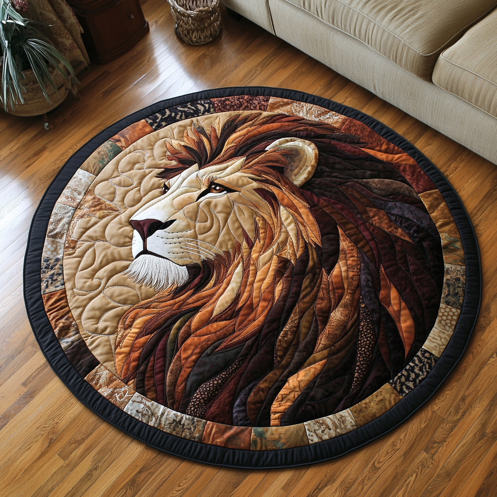Golden Lion Quilted Round Mat Round Small Rugs Step Dad Gifts