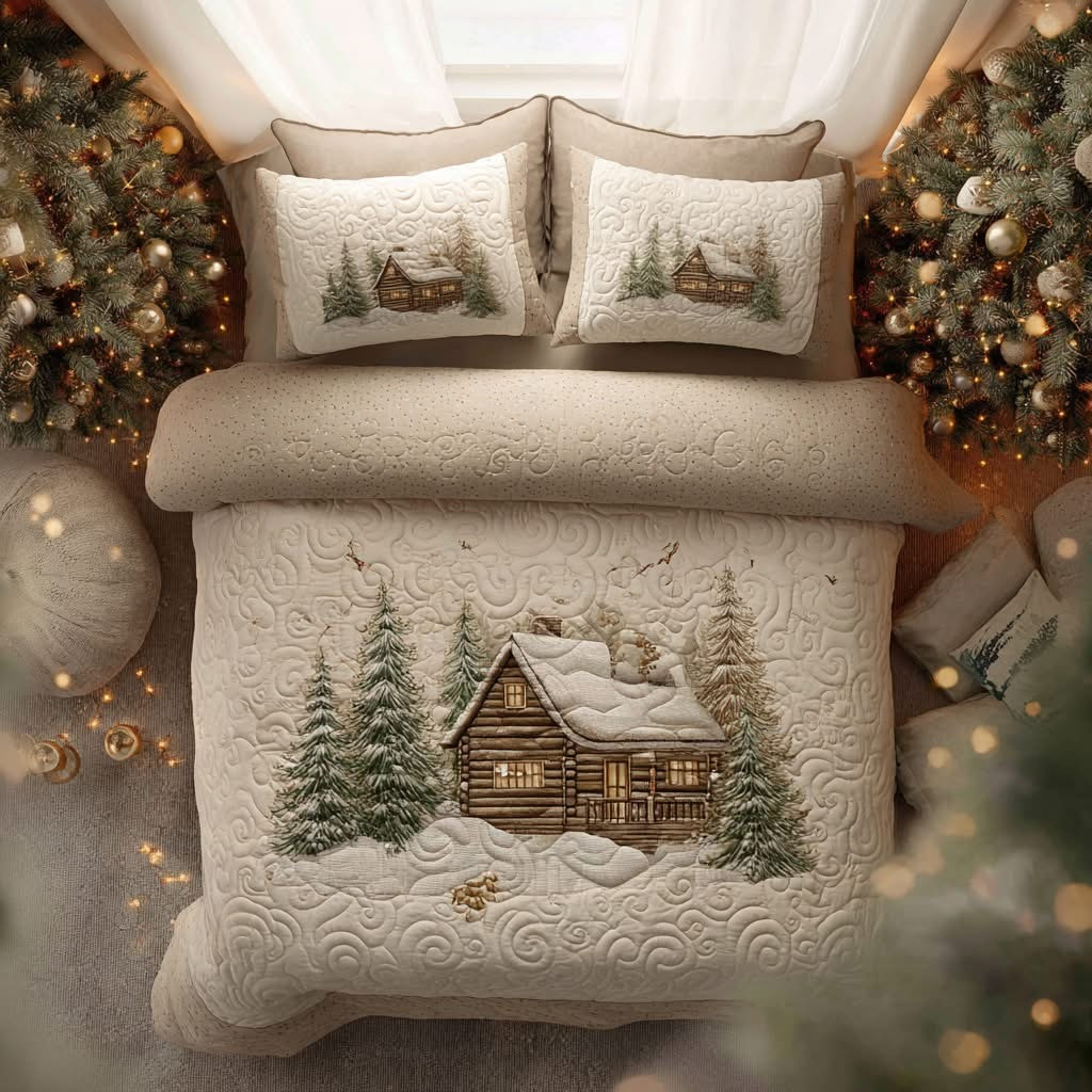 Golden Lodge Quilted Bedding Set Cozy Bedspread Set Xmas Gift For Girlfriend