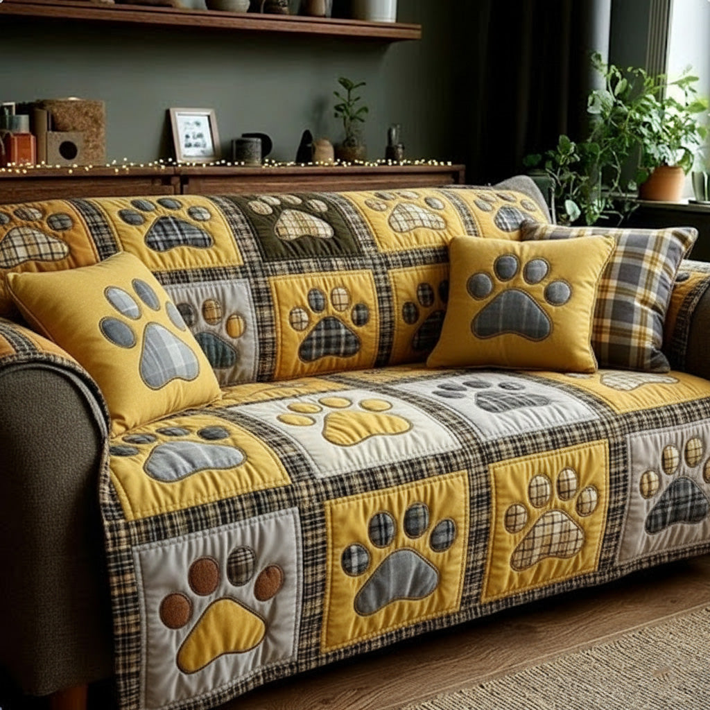 Golden Love Paw Quilted Sofa Cover Best Couch Covers Xmas Gift For Dog Lover