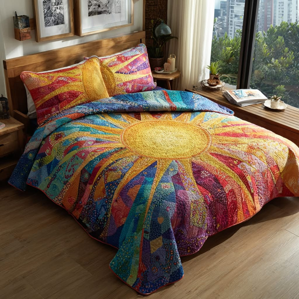 Golden Meadow Quilted Bedding Set Vibrant Colorful Bedspread Set Birthday Ideas For Her
