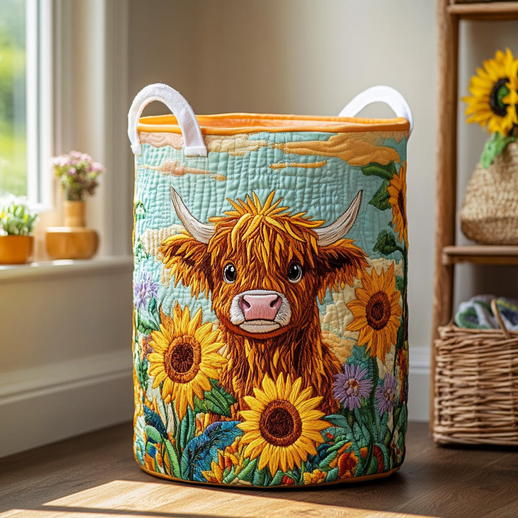 Golden Meadow Quilted Laundry Basket Best Looking Laundry Hampers Highland Cow Merchandise