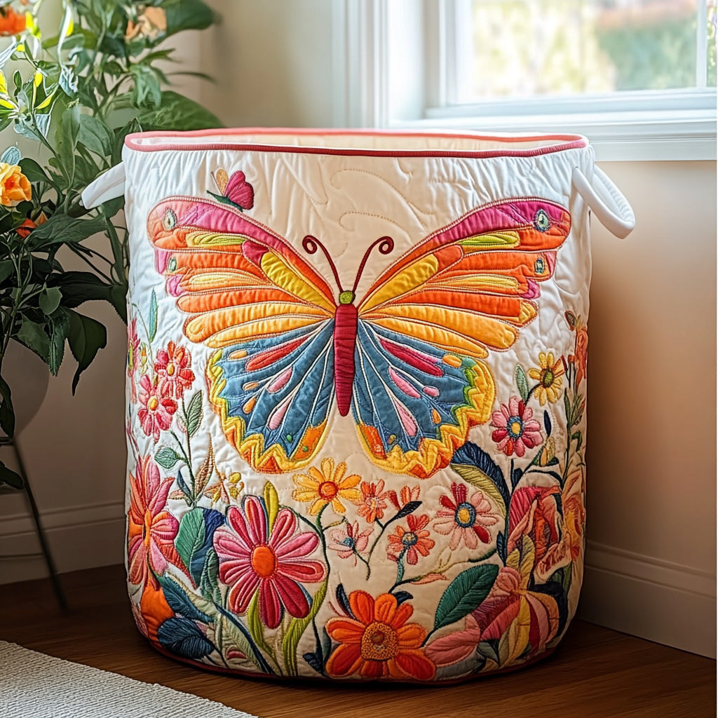 Golden Monarch Quilted Laundry Basket Unique Laundry Hamper Ideas Butterfly Themed Gift Items