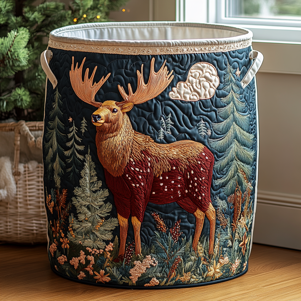 Golden Moose Quilted Laundry Basket Best Clothes Hamper Father's Day Special Gifts For Dad