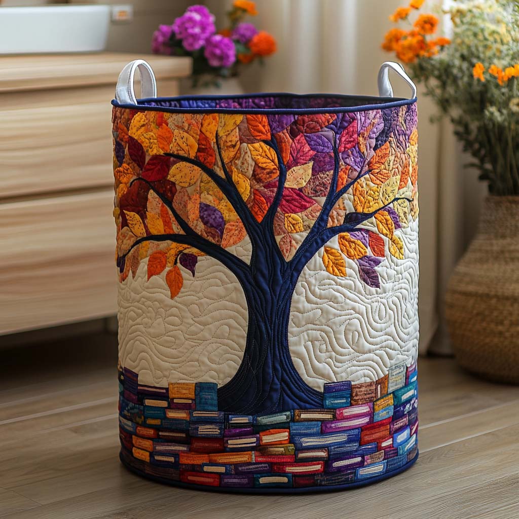 Golden Night Owl Tree Quilted Laundry Basket Unique Laundry Hamper Book Themed Birthday Presents