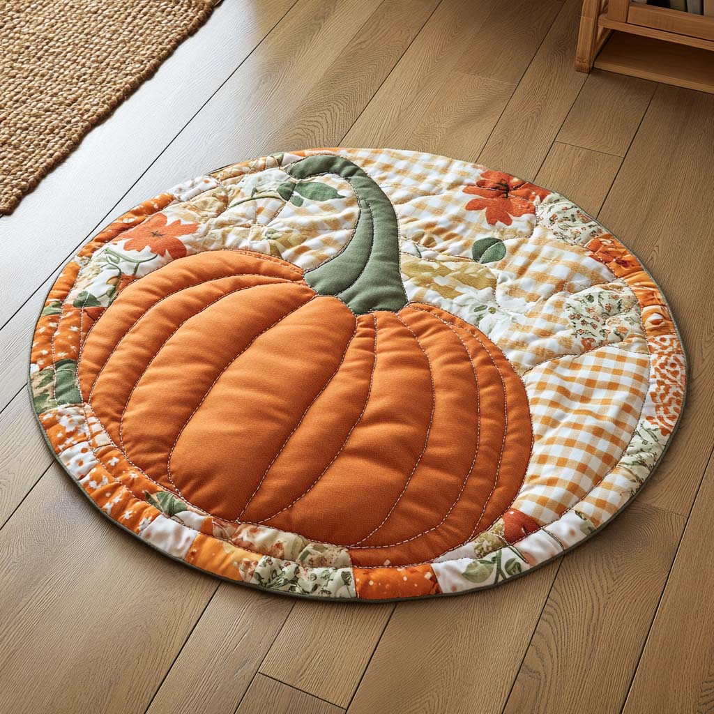 Golden Orchard Quilted Round Mat Small Round Carpet Rugs Cute Fall Gifts For Girlfriend