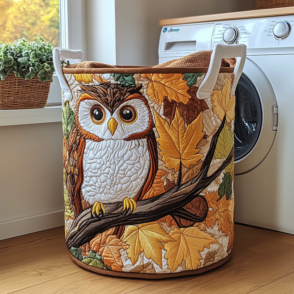 Golden Owl Quilted Laundry Basket Home Decor Items Best Owl Gifts