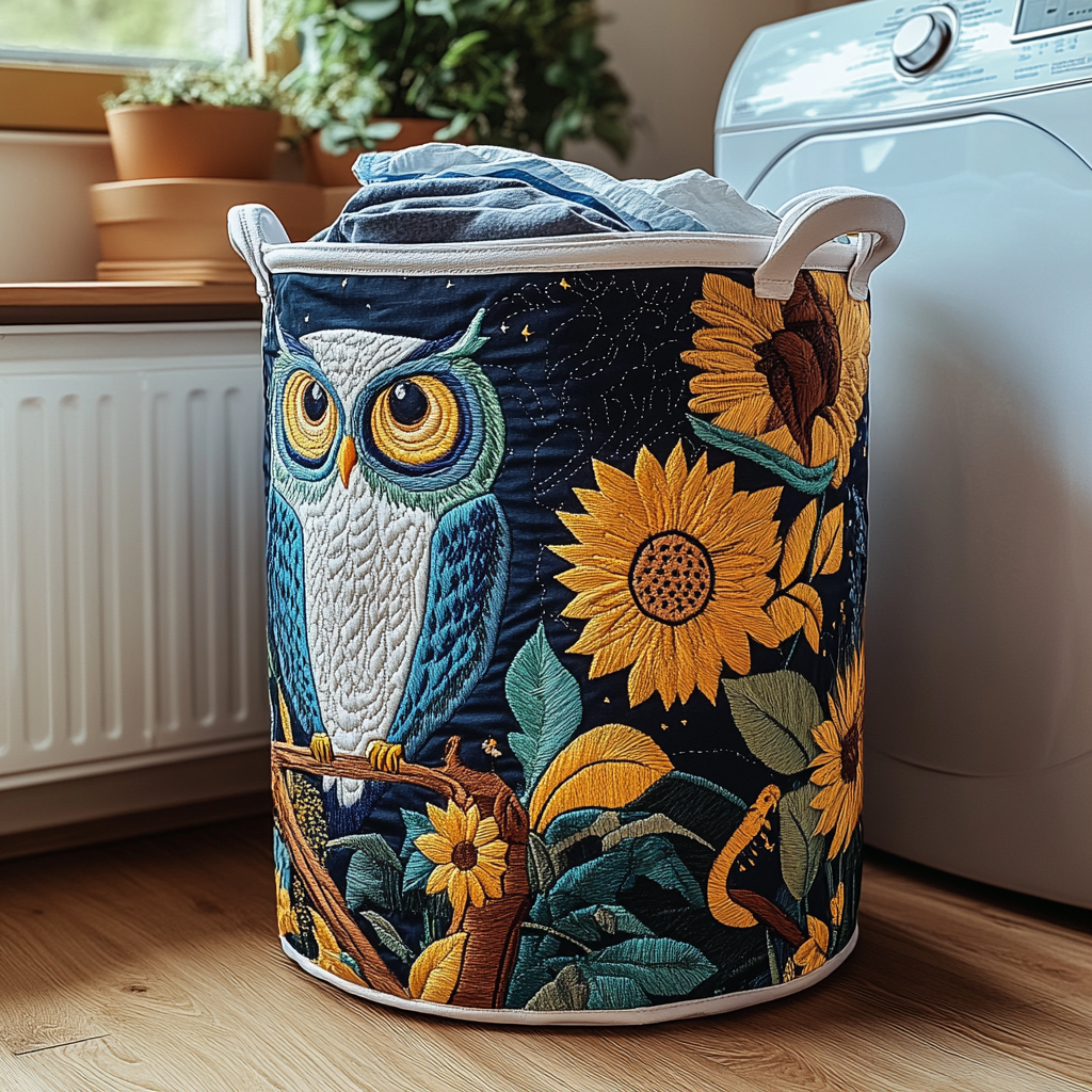 Golden Owl Quilted Laundry Basket Laundry Clothes Basket Owl Gifts For Men