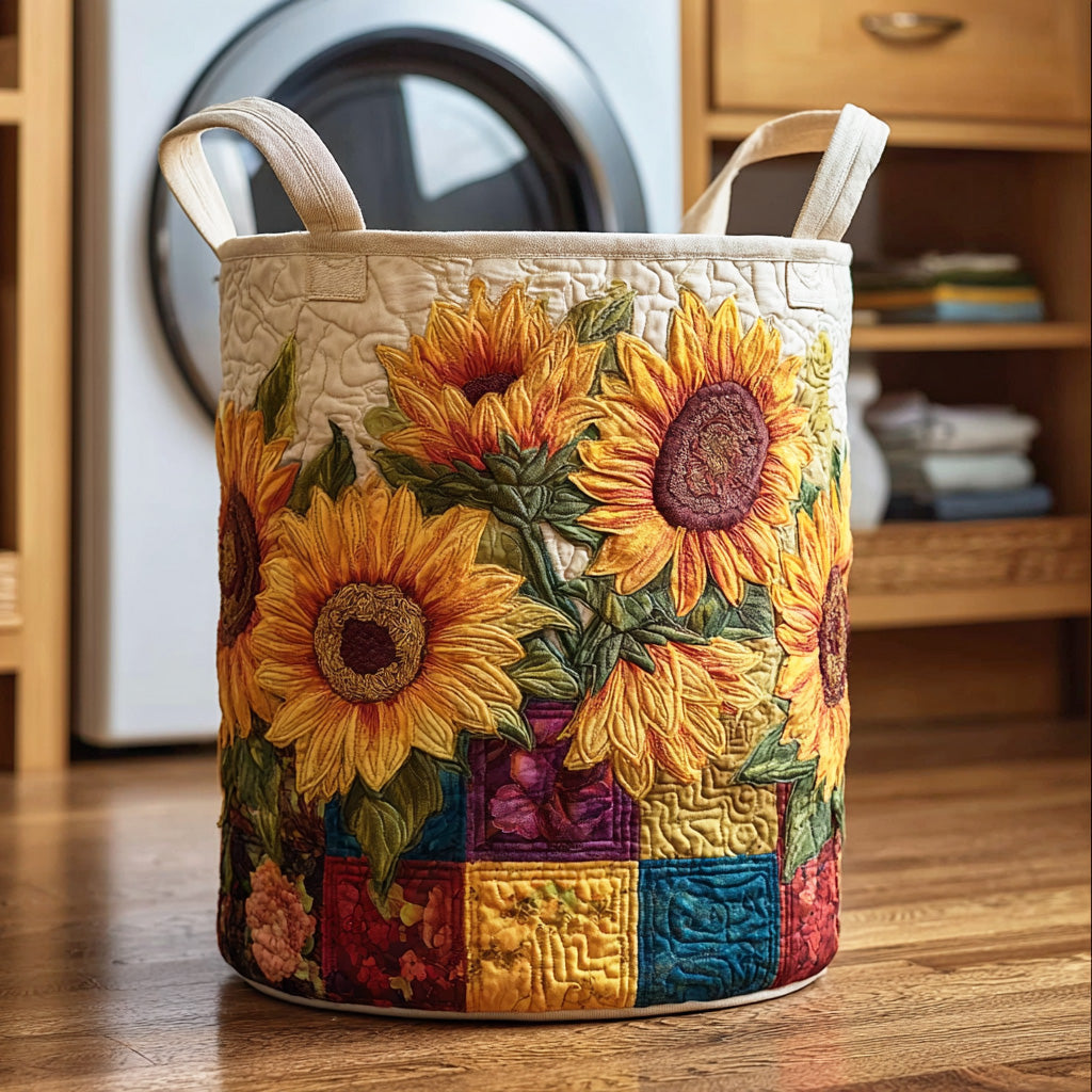 Golden Petals Quilted Laundry Basket Farmhouse Laundry Basket Unique Mother's Day Gift Ideas