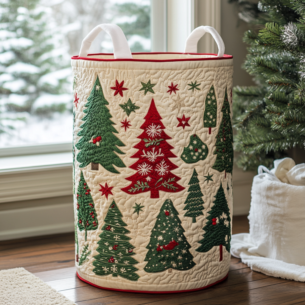 Golden Pines Quilted Laundry Basket Basket Of Clothes Nana Christmas Gifts