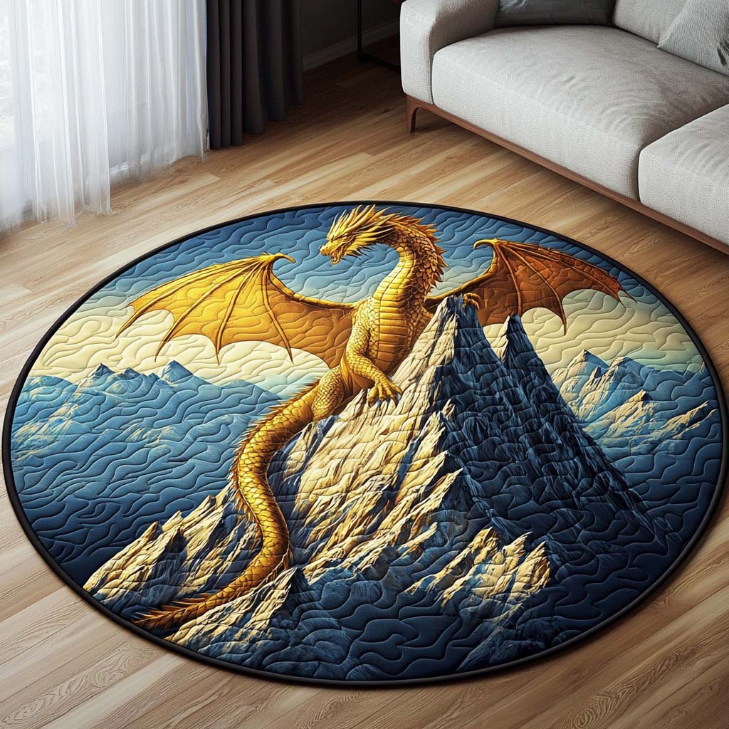 Golden Pinnacle Quilted Round Mat Round Floor Rugs For Sale Dragon Themed Gifts For Adults