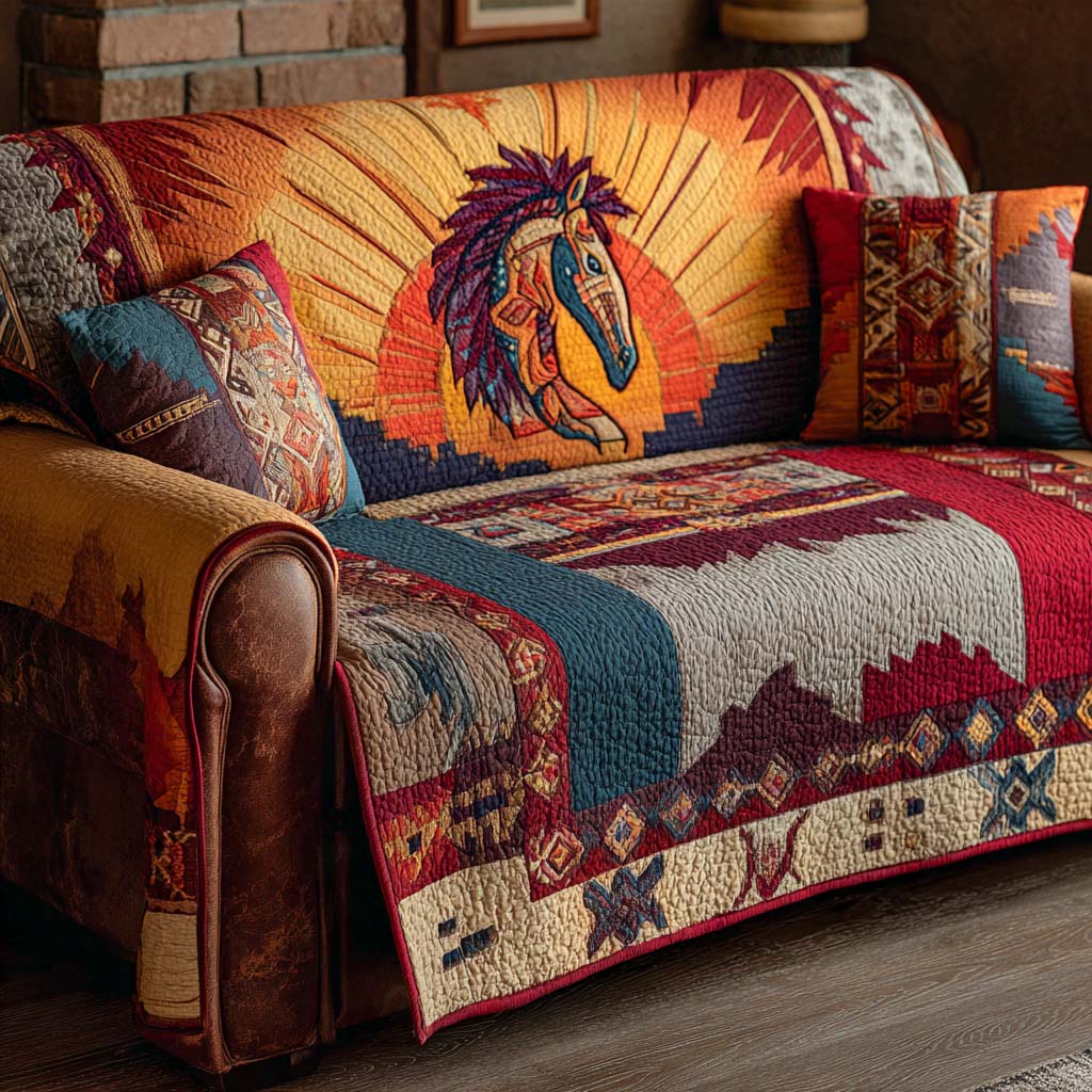 Golden Prairie Horse Quilted Sofa Cover Sofa Protector Gifts For Horse People