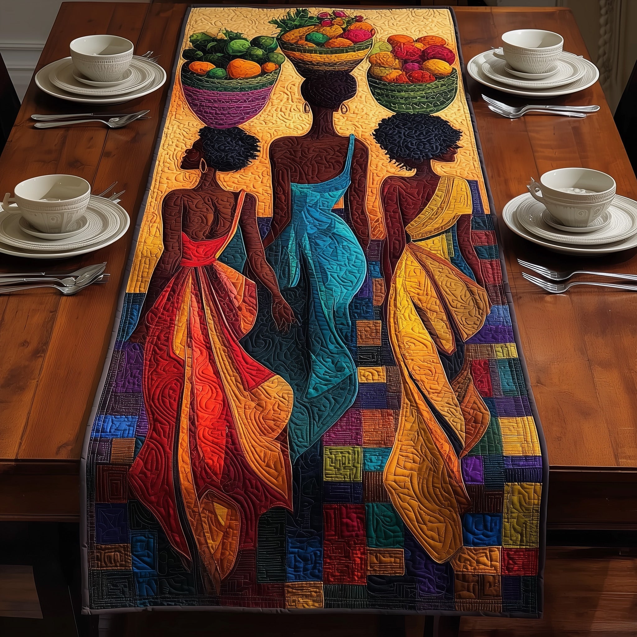 Golden Queens Quilted Table Runner Dining Table Centerpiece Ideas Gifts For Black History Month