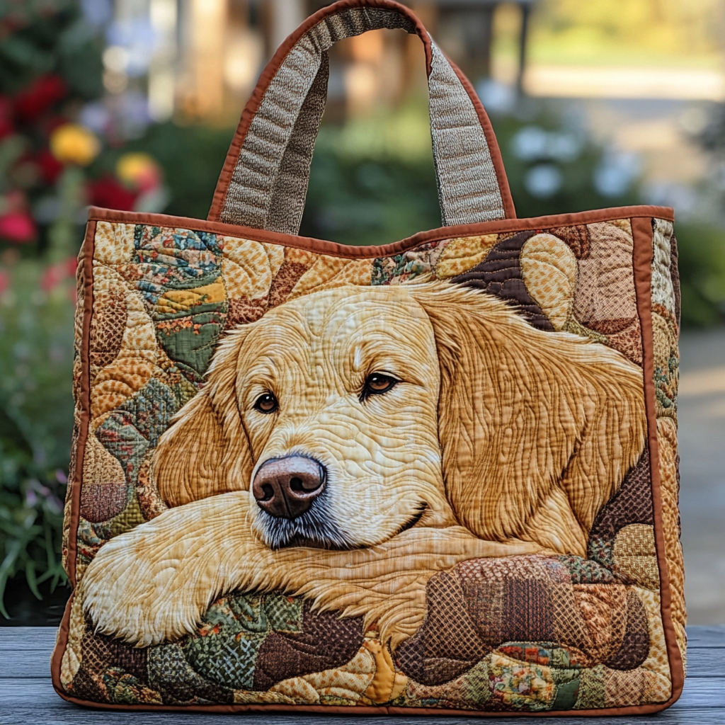 Golden Retriever Charm Quilted Tote Bag Best Everyday Tote Bag Online Mother' Day Gifts
