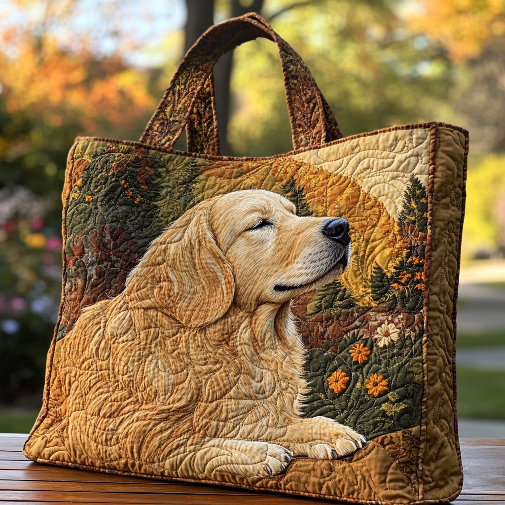 Golden Retriever Glow Quilted Tote Bag Best Tote Bag Cute Mothers Day Gifts