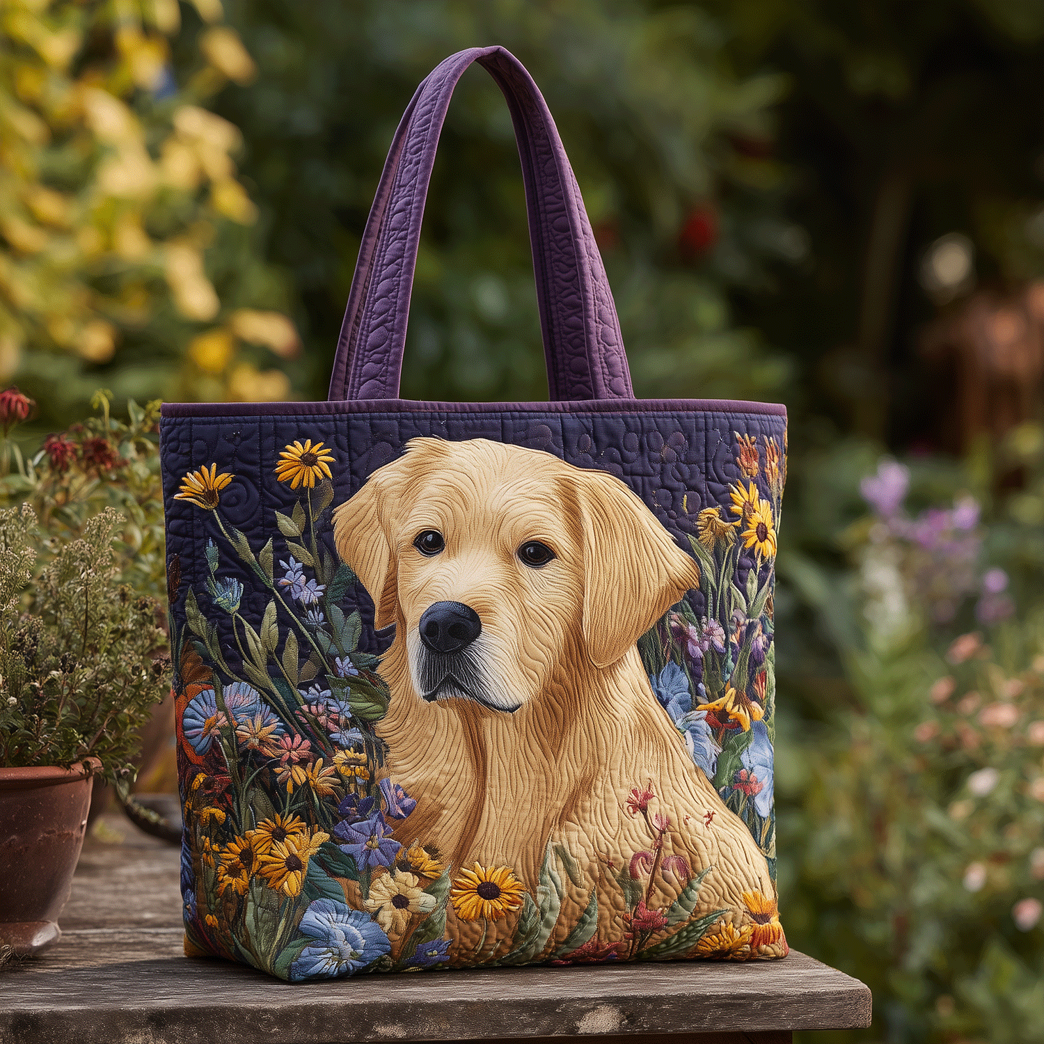 Golden Retriever Joy Quilted Tote Bag Tote Bags For Women Mother's Day Gifts For Girlfriend