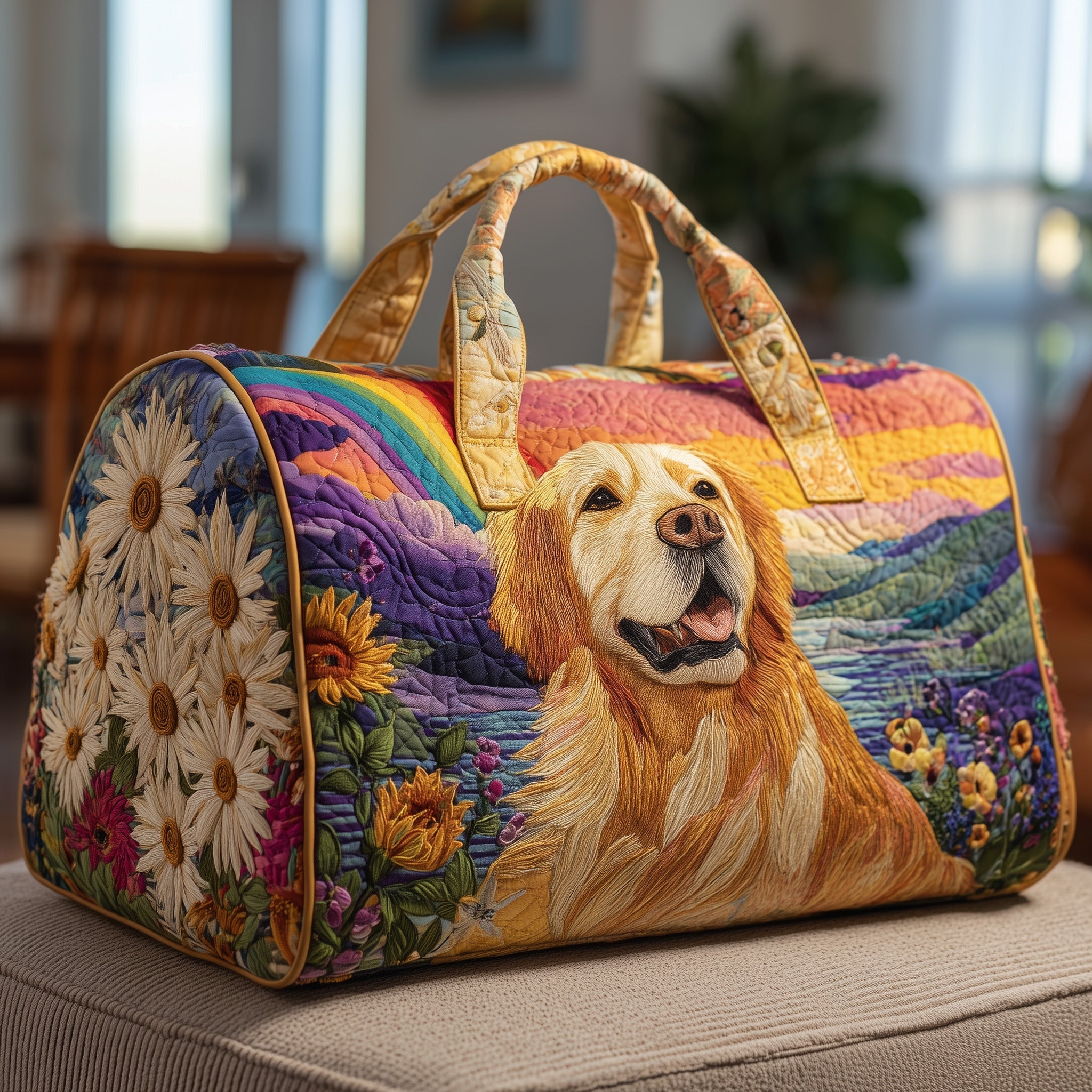 Golden Retriever Quilted Duffle Bag Best Womens Travel Bags Gifts With Golden Retrievers On Them