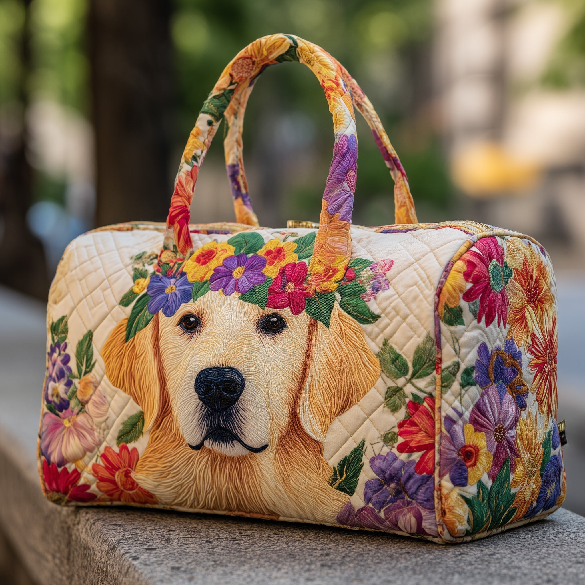 Golden Retriever Quilted Duffle Bag Cute Travel Duffel Bags Best Mothers Day Gifts