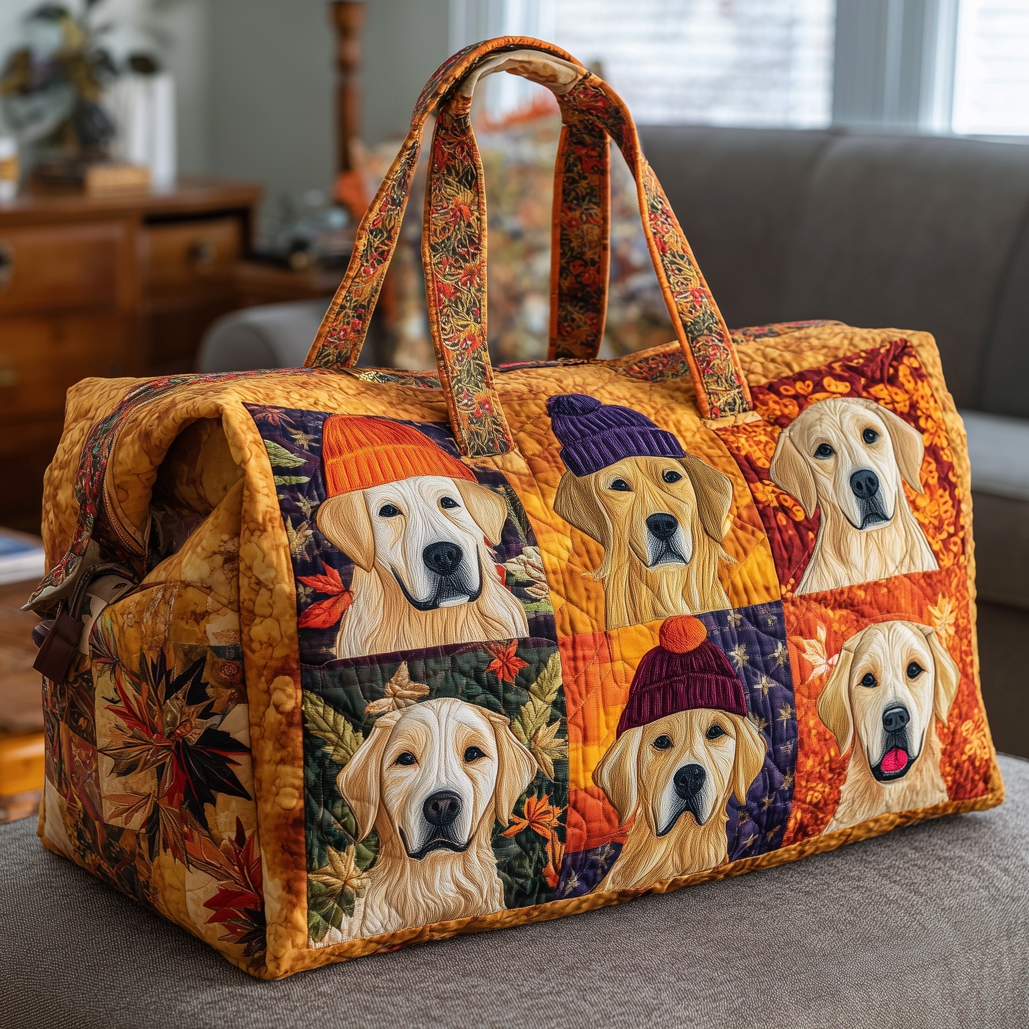 Golden Retriever Quilted Duffle Bag Women's Travel Duffel Bags Mother's Day Gift Ideas For Wife