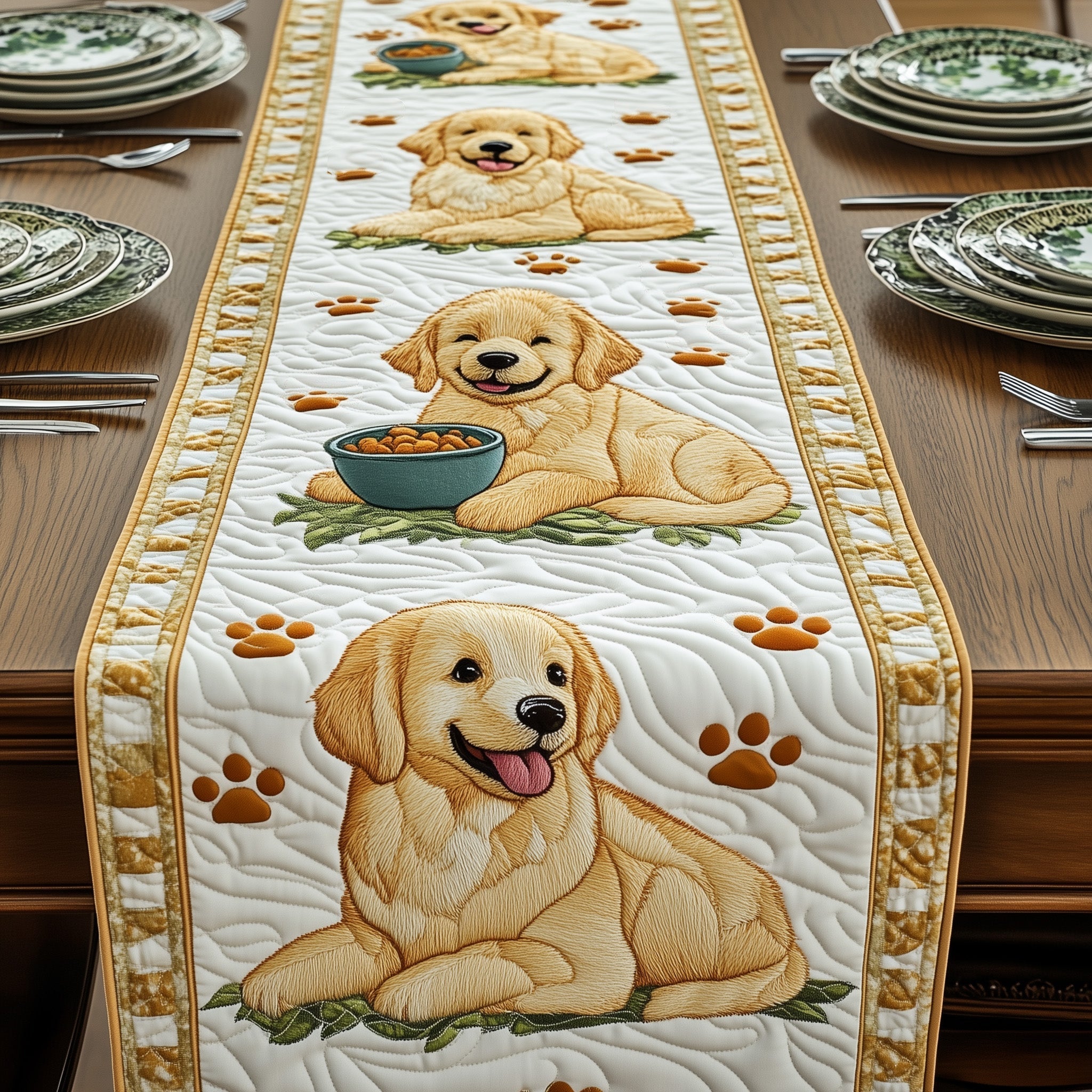 Golden Retriever Quilted Table Runner Dining Table Ideas Presents For Dog Owners