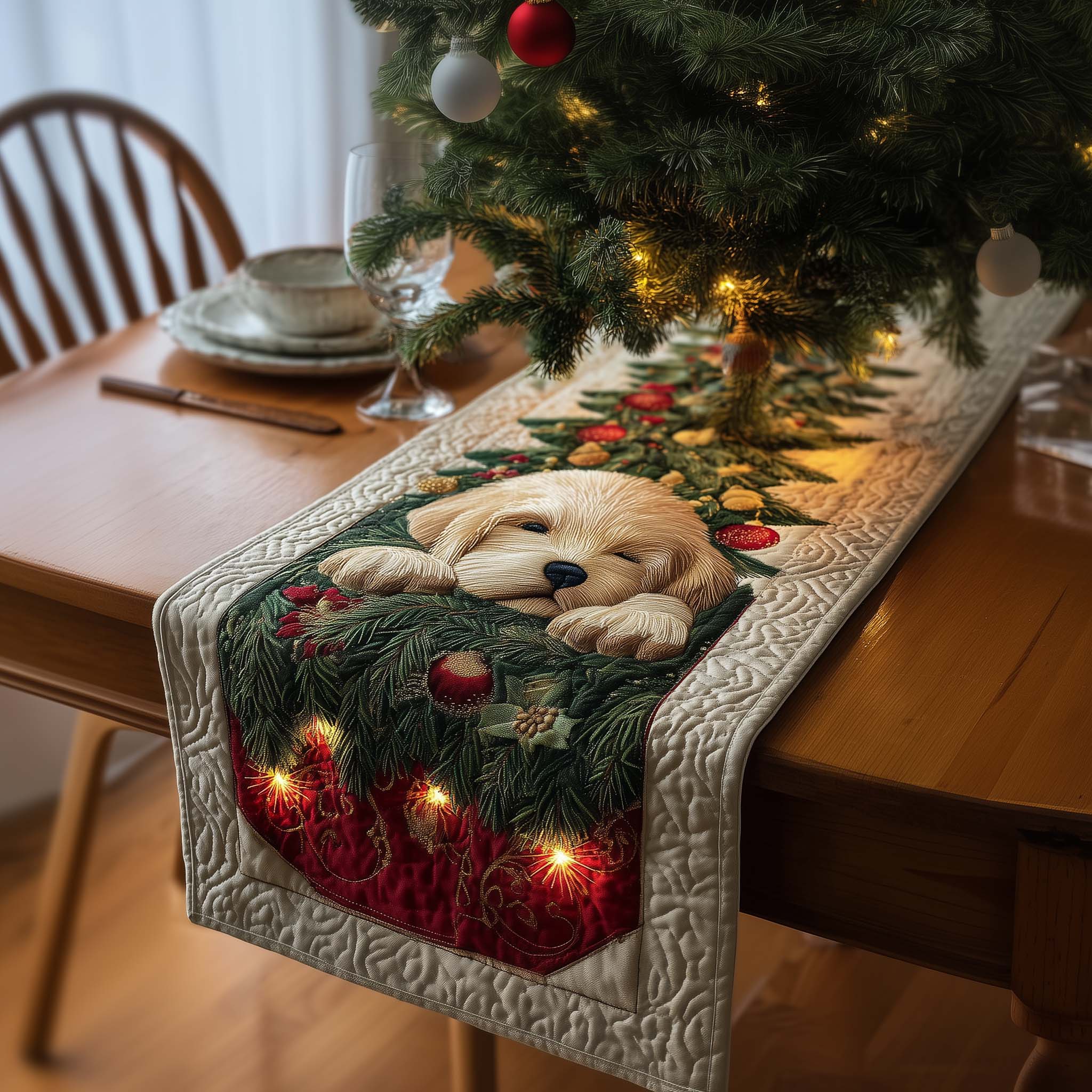 Golden Retriever Quilted Table Runner Festive Table Runners Family Xmas Ideas