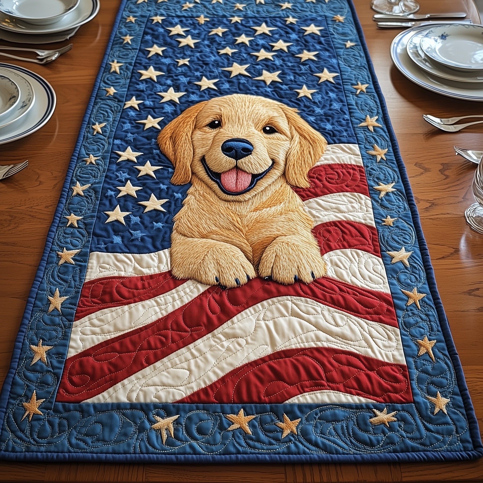 Golden Retriever Quilted Table Runner Runner Table Mat Cool Gifts For Dog Lovers