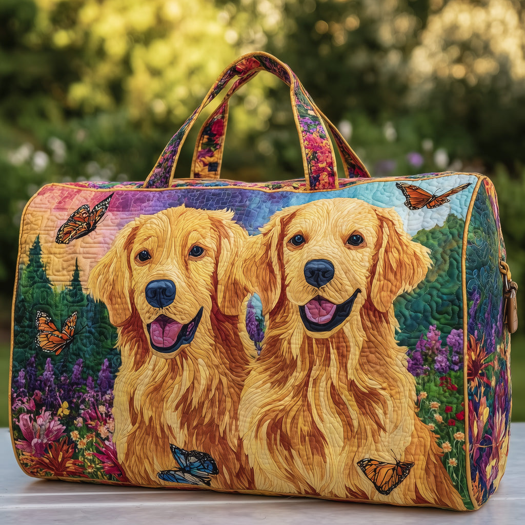 Golden Retrievers Quilted Duffle Bag Travel Bag Duffel Bag Cool Gifts For Mom