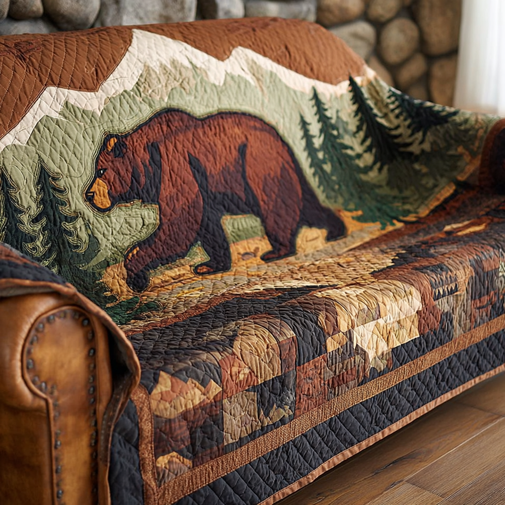 Golden Ridge Quilted Sofa Cover Sofa Protector Cover Unique Gifts For Bear Lovers