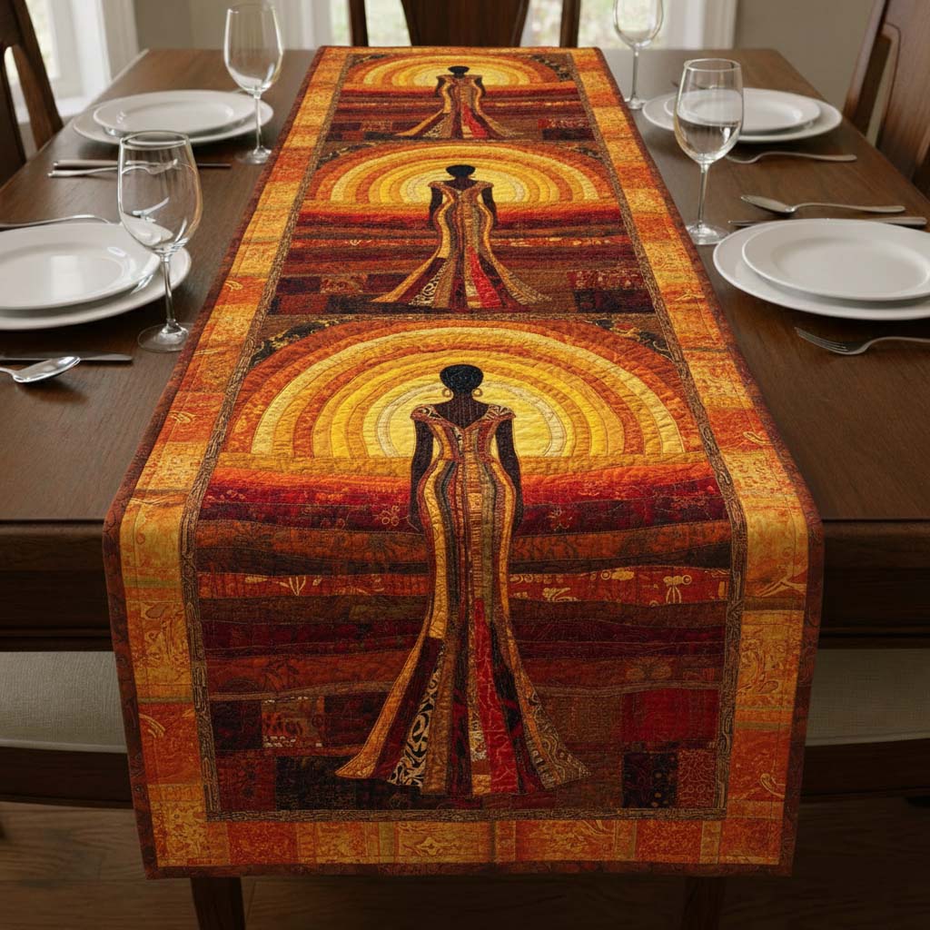 Golden Serenity Quilted Table Runner Formal Dining Table Runners Black Women Melanin Gifts