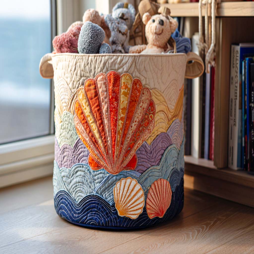 Golden Shell Days Quilted Laundry Basket Storage Basket Great Housewarming Presents