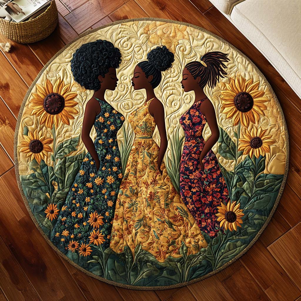 Golden Sisterhood Quilted Round Mat Family Room Furniture Ideas Melanin Themed Gifts