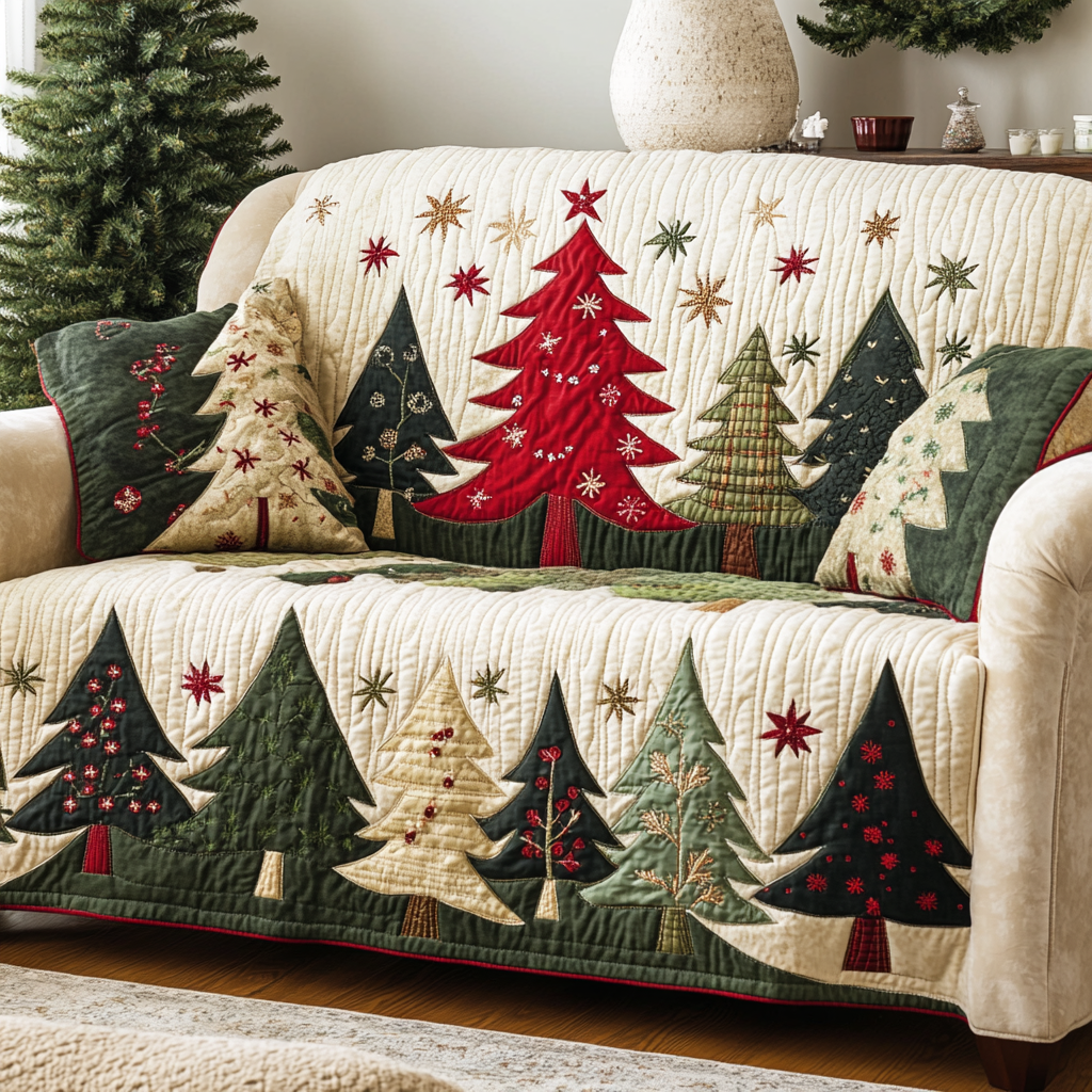 Golden Spruce Quilted Sofa Cover Home Decor Best Family Presents For Christmas