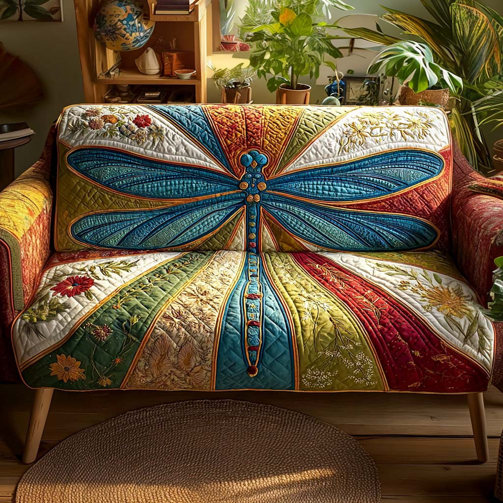 Golden Stripe Serenity Quilted Sofa Cover Best Sofa Covers Dragonfly Gifts For Women