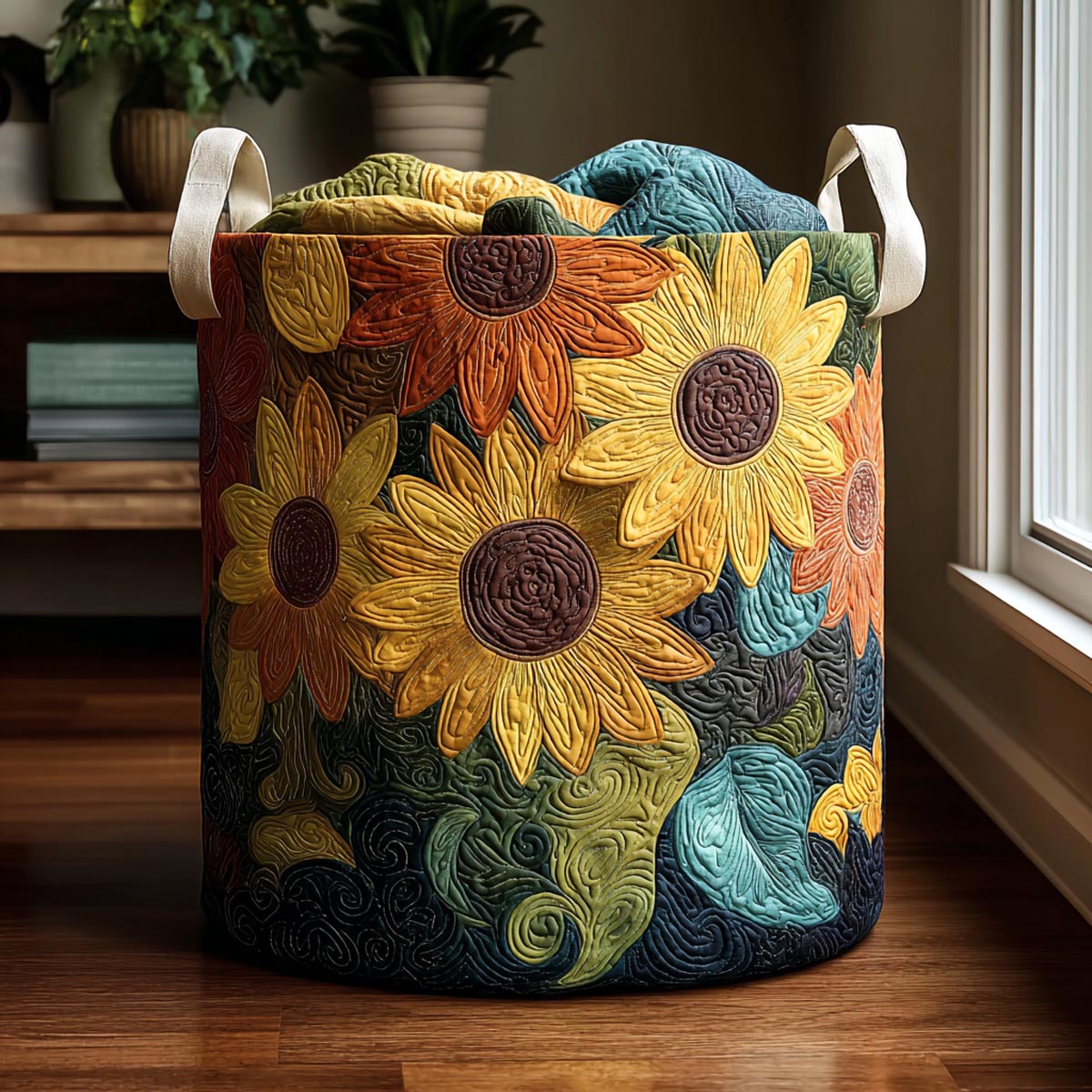 Golden Sunflowers Quilted Laundry Basket Best Hampers Top Mother's Day Gifts