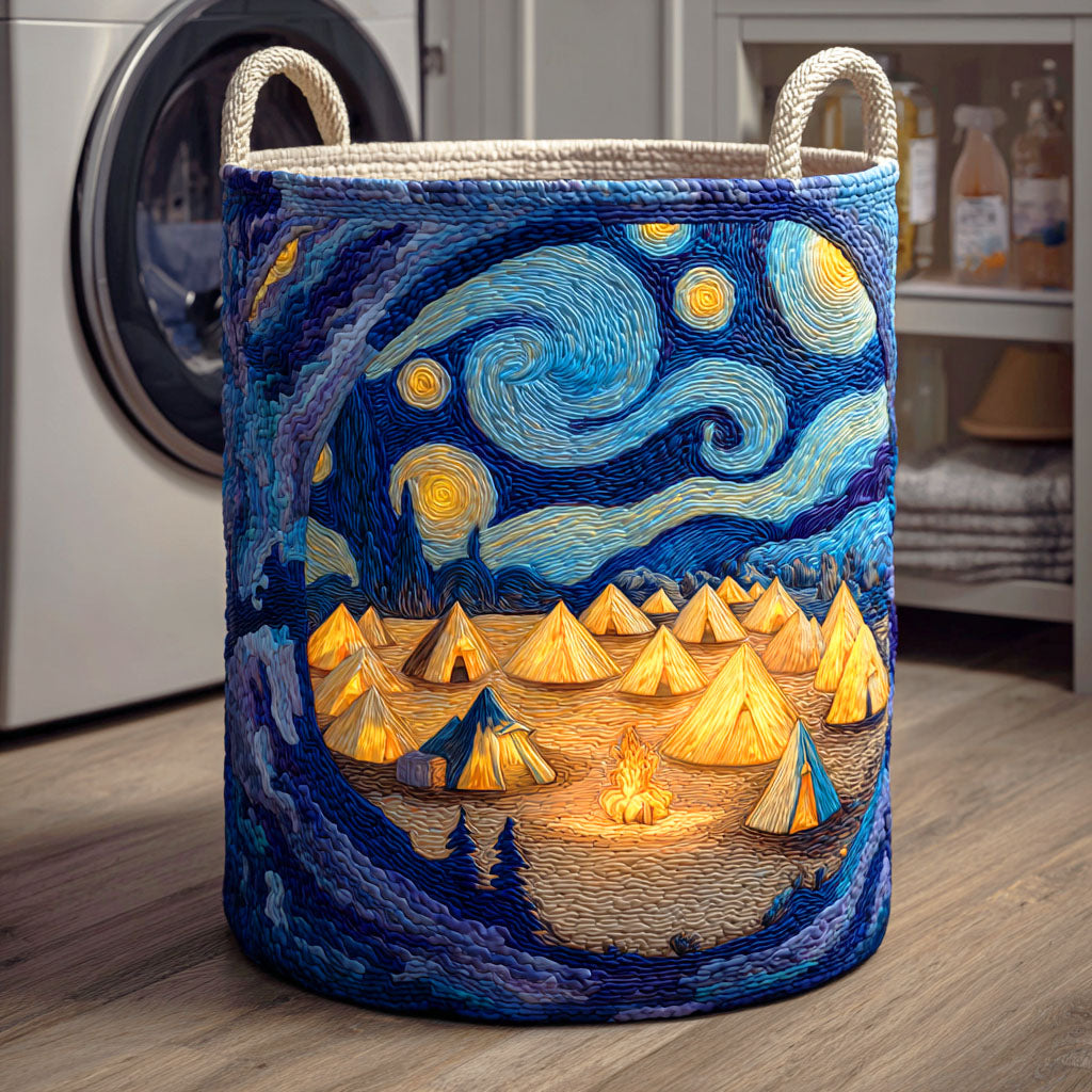 Golden Tent Quilted Laundry Basket Home Decorations Camping Themed Presents
