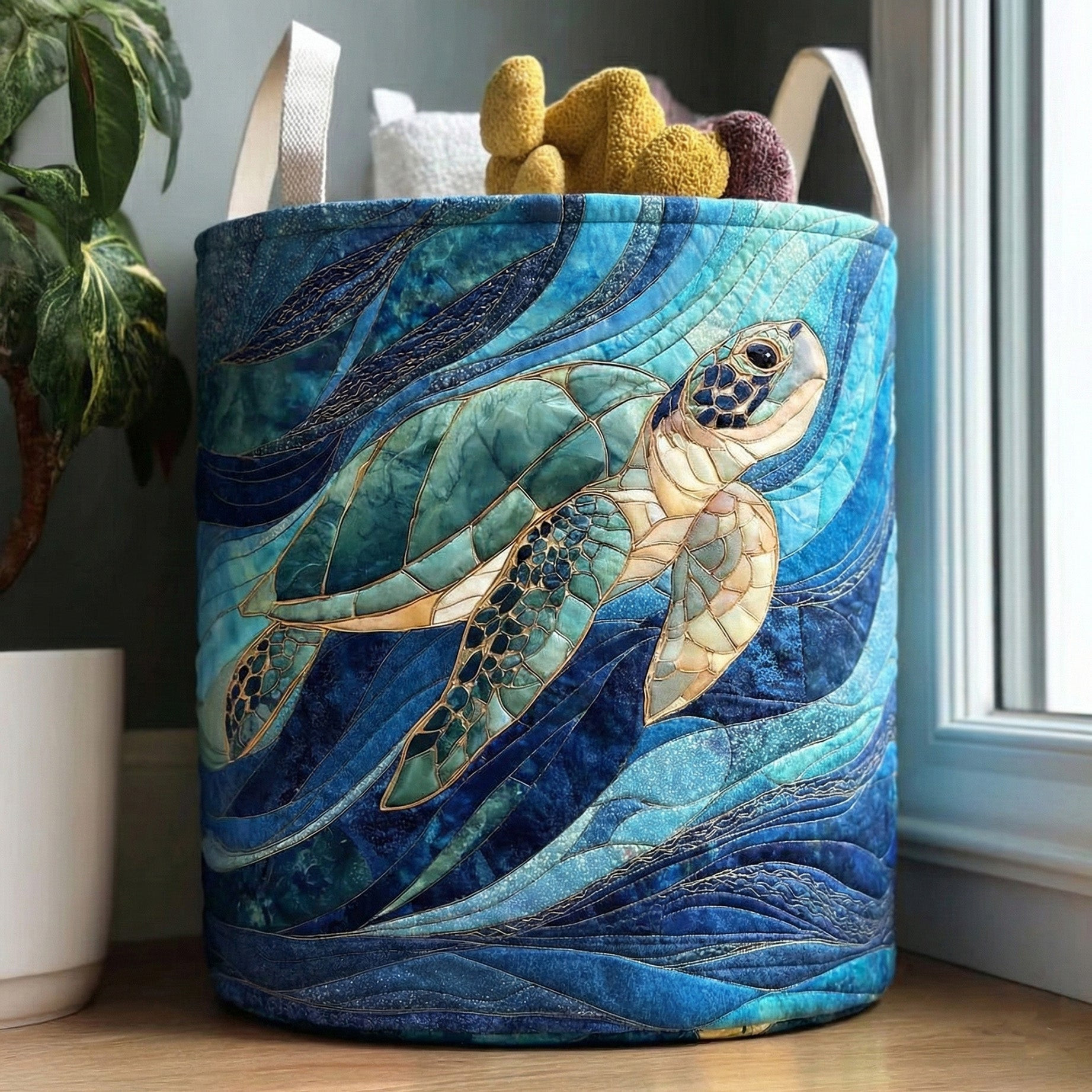 Golden Tide Journey Quilted Laundry Basket Foldable Laundry Basket Good Gifts For Mom