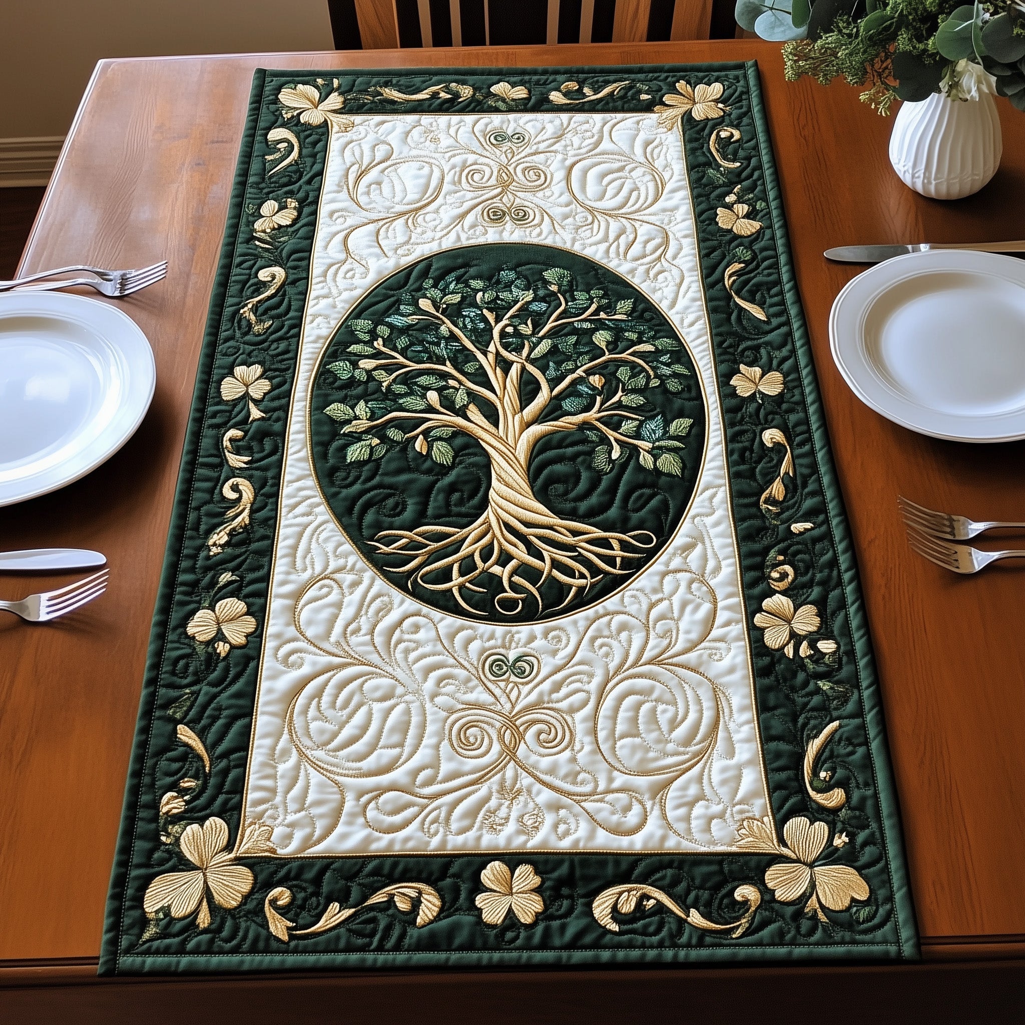 Golden Tree Of Life Quilted Table Runner Dining Room Decor Ideas Tree Of Life Gifts For Adults