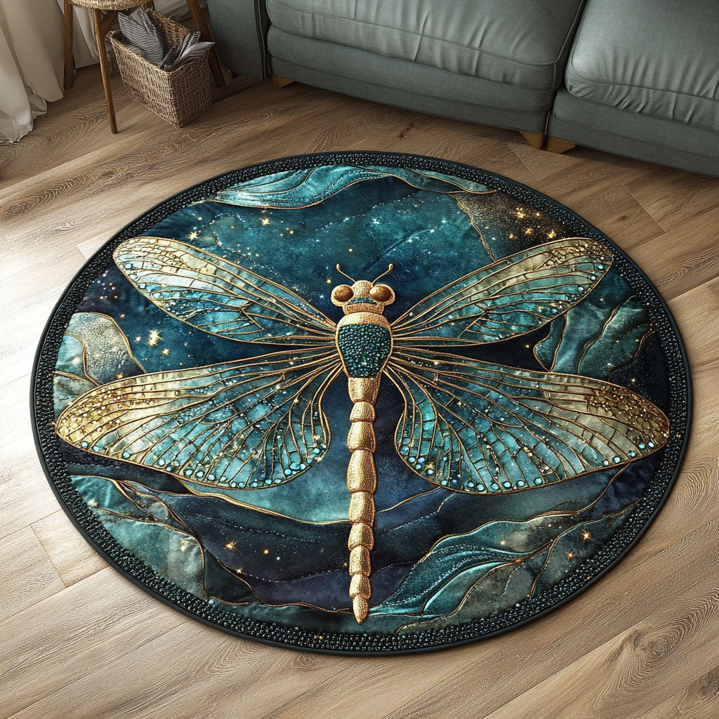 Golden Twilight Quilted Round Mat Rug Round Best Dragon Gifts