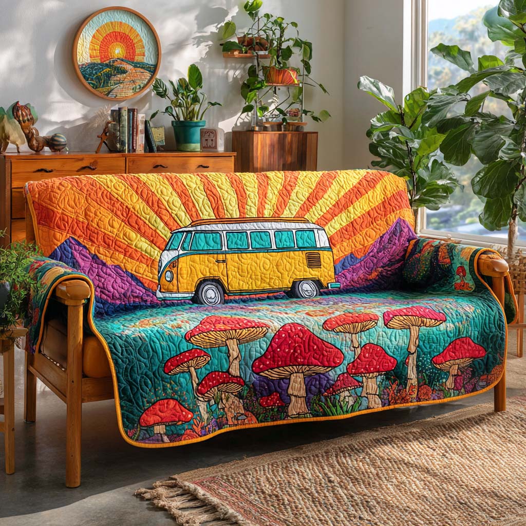 Golden Van Voyage Quilted Sofa Cover Couch Cover Sofa Best Mothersday Gifts