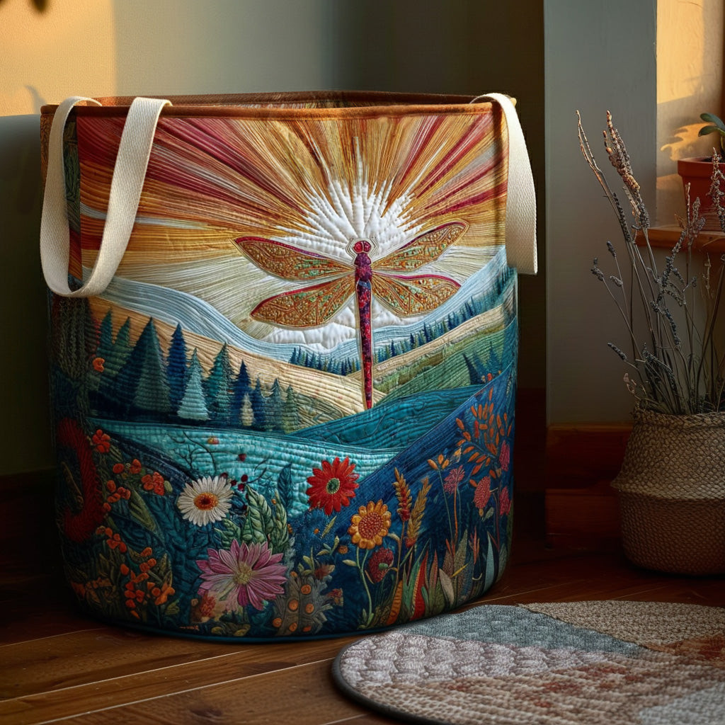 Golden Wings Quilted Laundry Basket Best Clothes Basket Dragonfly Mother's Day Gifts
