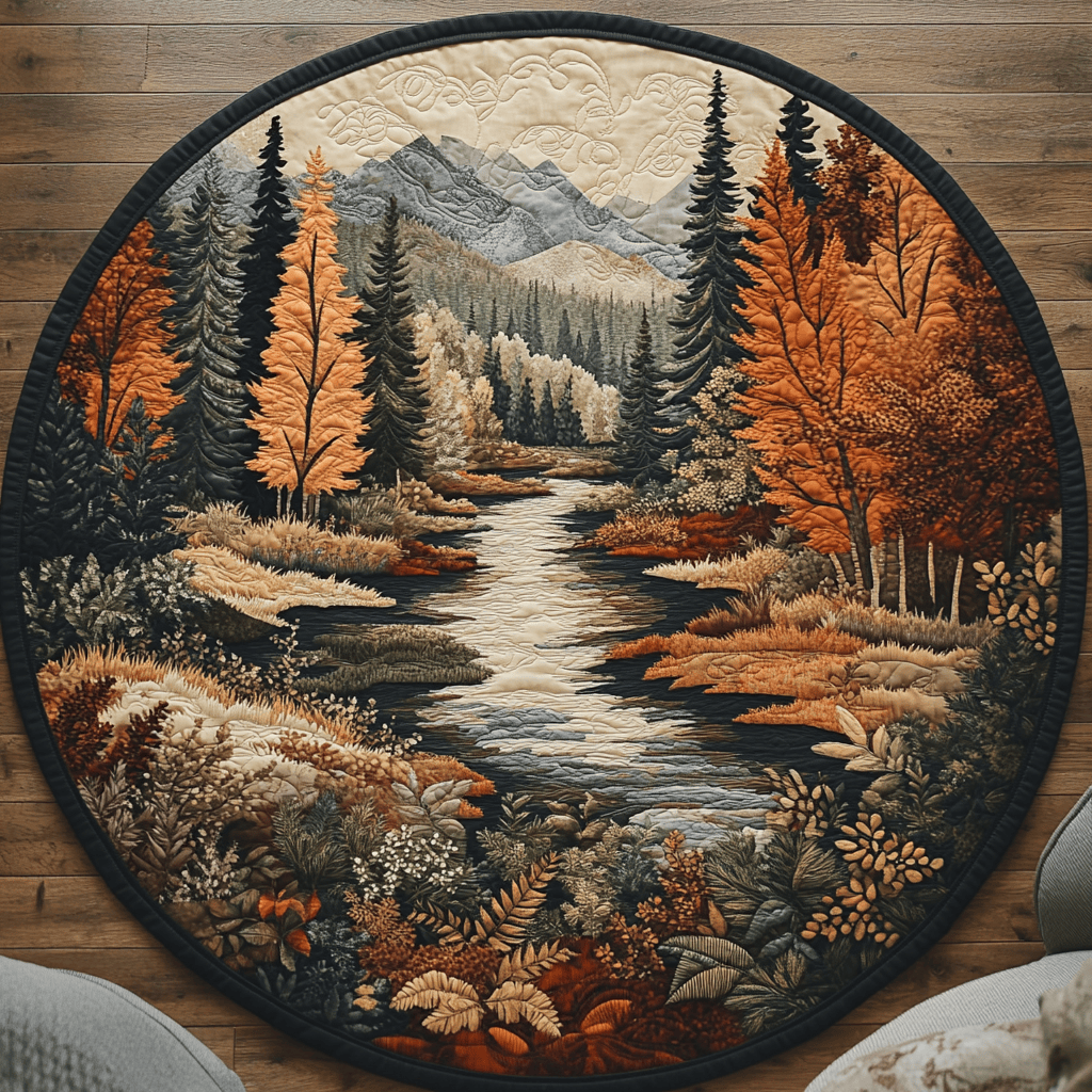 Golden Wood Quilted Round Mat Round Rugs Large Great Gift Ideas For Mom